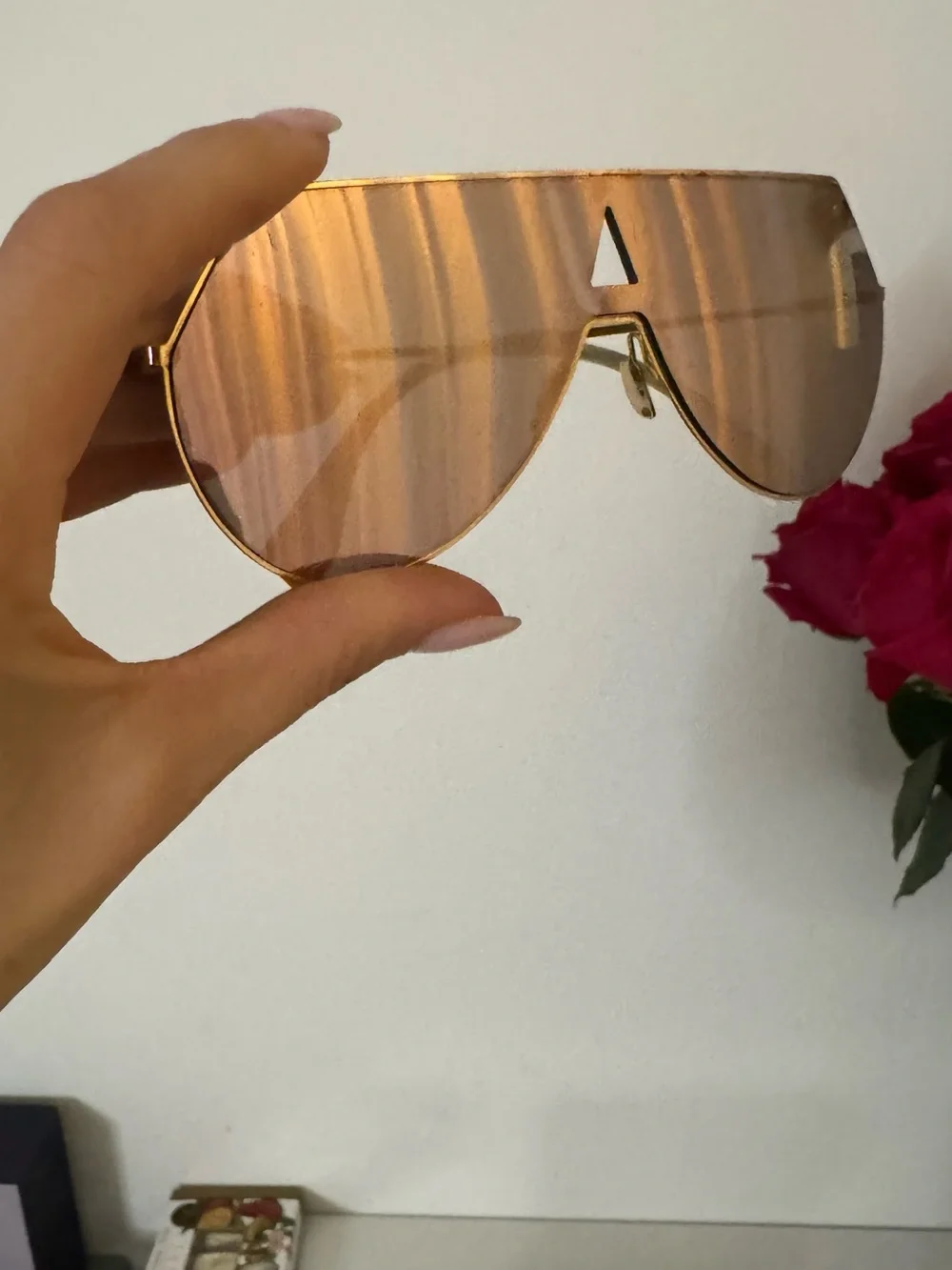 Fendi Oversized Shield Sunglasses - Rose Gold Mirror